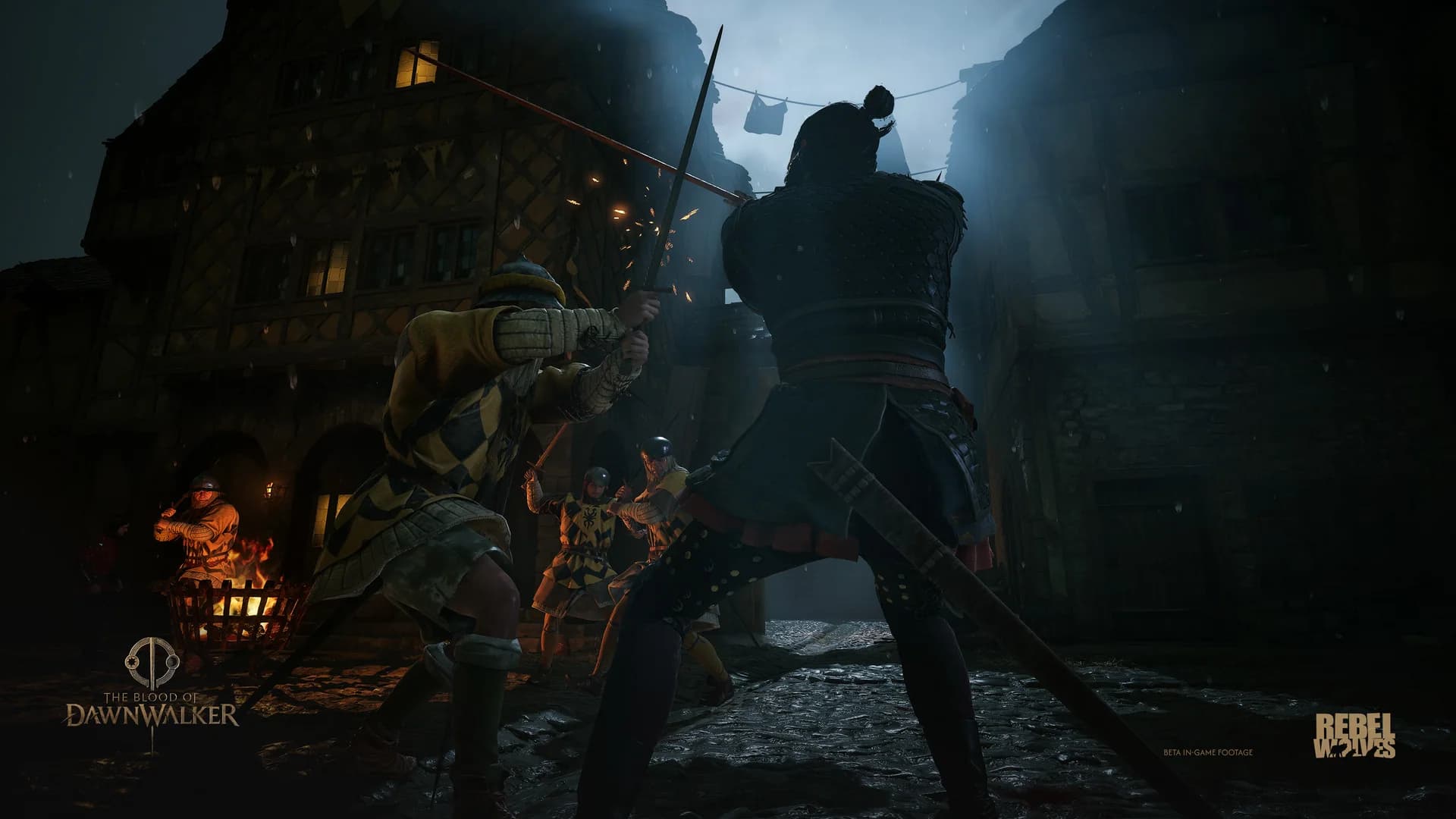 Coen blocking an enemy attack during a dark night encounter