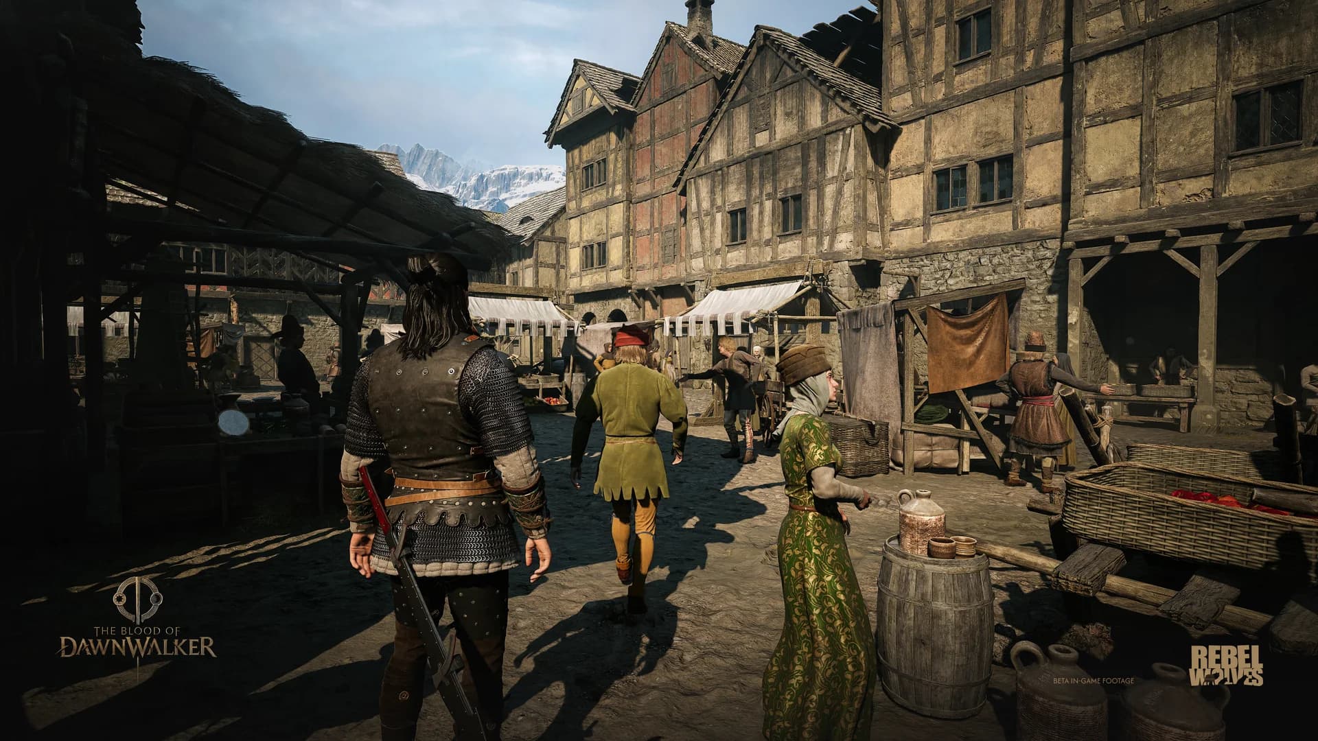 Coen walking through a populated market in Svartrau during daylight